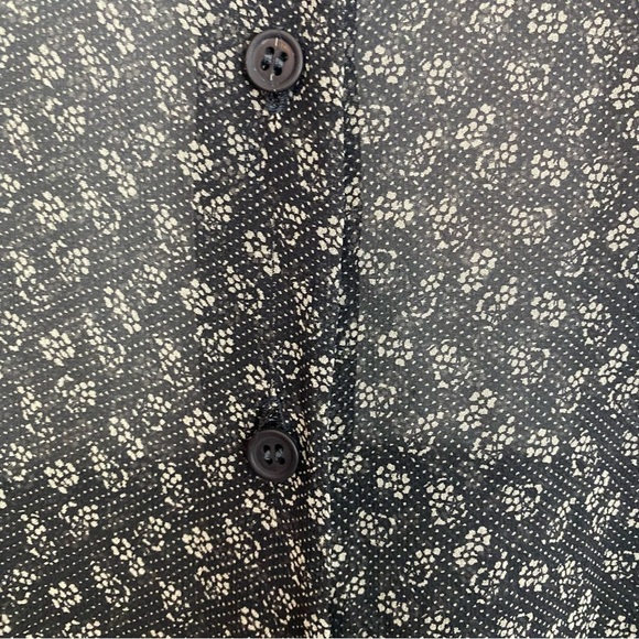 Silk Sheer Floral Dress Womens Size Medium Midi Oversized Black Long Sleeve - Picture 9 of 16